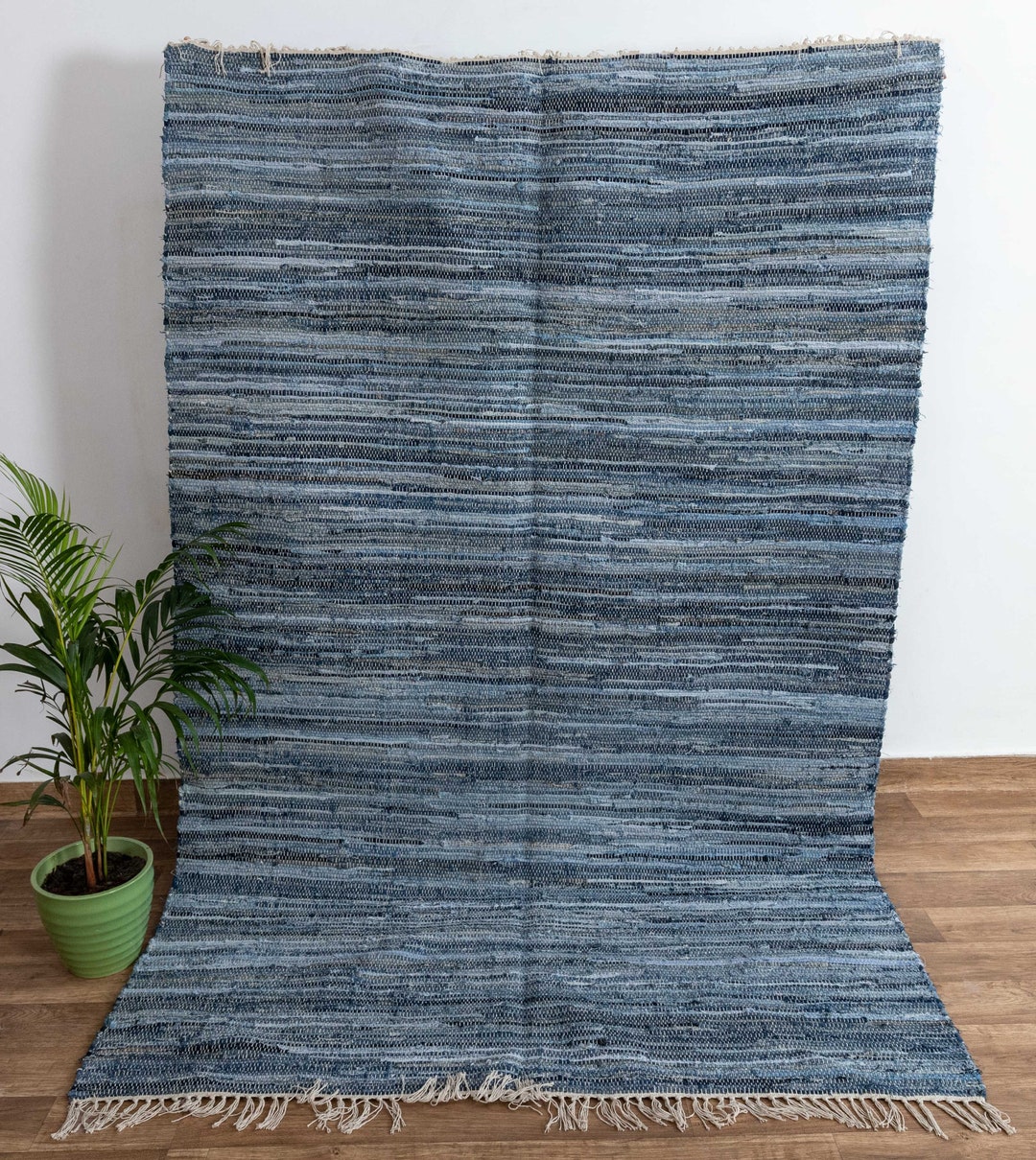 denim rug HYST購入品 vintage Denim Blue Leather and Cotton Accent