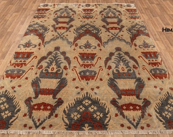 8x10 Modern Design Handmade wool Ikat Design Rug #908 (250x300 Cm.)