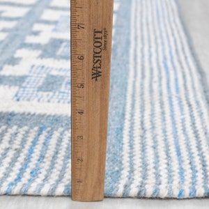Ivory Blue Scandinavian Design High Quality Hand Woven Flatweave Kilim Modern Boho Geometric Rug,Customize in Any Size-AD-3 image 10