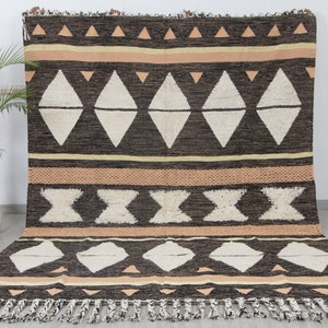 Gold Schwarz Tan Moderne Marokkanische Boho Chic Handgemachte Wolle Baumwolle Teppich ... Anpassen in jeder Größe MD-26