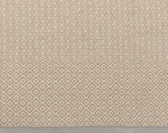 Beige Ivory Wool Hand Woven Flatweave Kilim Modern Boho Geometric Rug,Customize in Any Size-TN-15