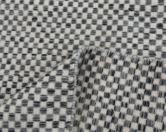 Bluish Gray Checkered High Quality Hand Woven Flatweave Kilim Modern Boho Geometric Rug,Customize in Any Size-TN-48
