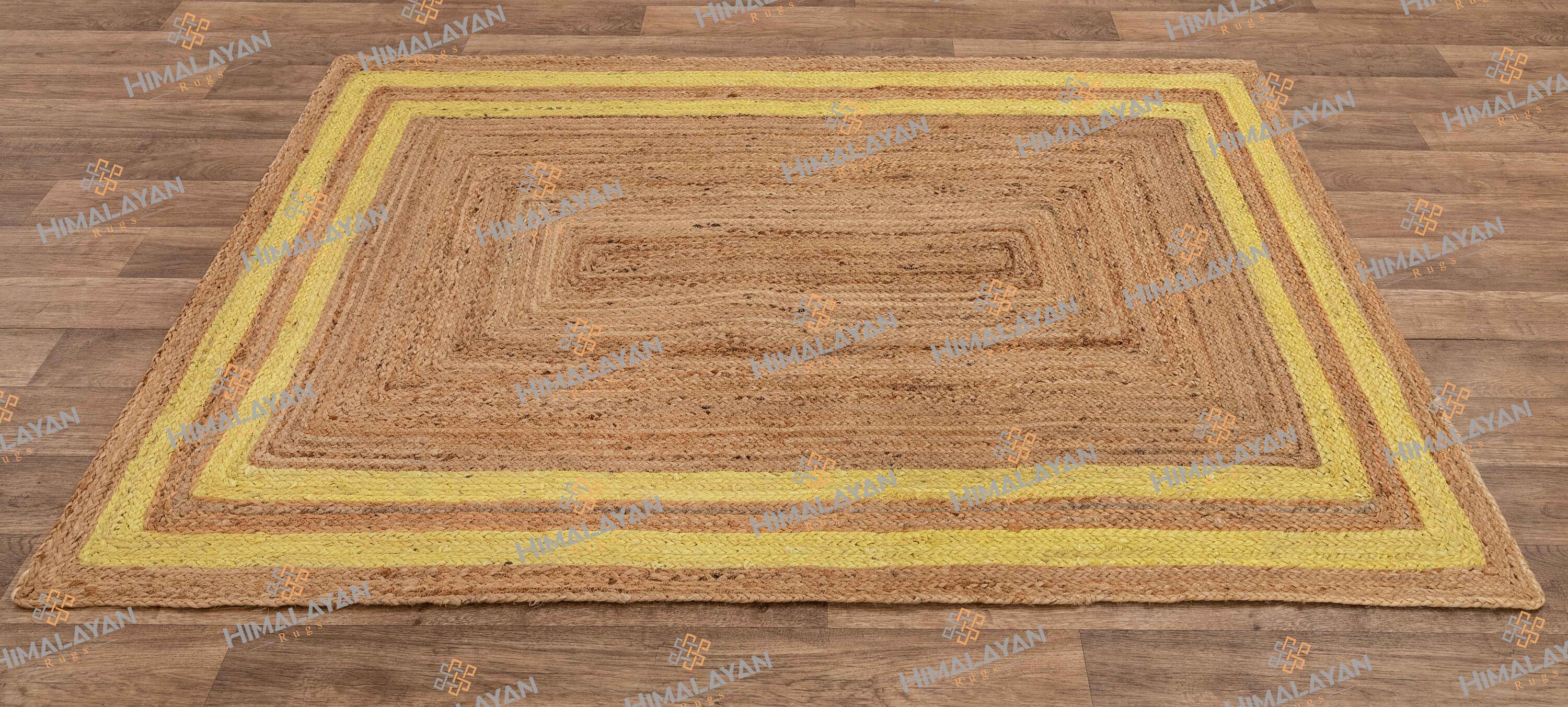 Yellow Jute Scallop Handmade Rug Jute Rugs Customise in any Etsy