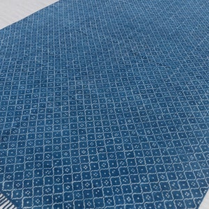 Blue Indigo Hand Woven Cotton Flatweave Kilim Rug, Boho Blue Rug...#AA-18 Sizes 5x8,6x9,8x10,9x12