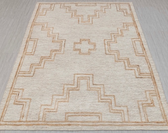 8x10 Natural  Jute Cream Taureg Inspired High Quality Premium Soumek Jute Wool Hand Woven Rug, CUSTOMIZE in any size G-3334