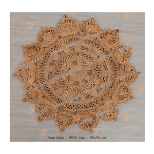 Hand Woven Jute Natural Boho Round Rug, Customize in any Size-