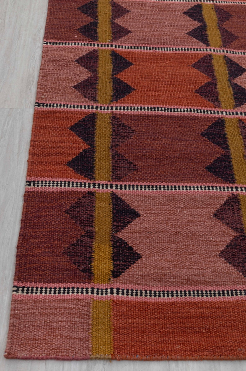 Red Terracota Premium Swedish Scandinavian Inspired High Quality Hand Woven Wool Rug, CUSTOMIZE in any size AD-9 image 8