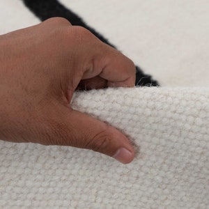 White & Black Stripes Moroccan Bohemian Decor Inspired Hand Woven Wool Cotton Boho Rug, Tn-38 image 10