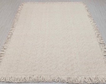 Ivory Cream High Quality Boho Insired Scandinavian Swedish Style Decorative Rug TN-91