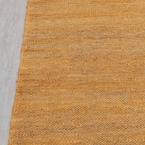 Solid Handwoven Premium Natural Jute Yarn Flatweave Rug, CUSTOMIZE in any size. Gold