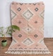 Soft Pink Moroccan Bohemian Hand Woven Wool Rug, Boho Rugs,#AS-1 