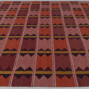 Red Terracota Premium Swedish Scandinavian Inspired High Quality Hand Woven Wool Rug, CUSTOMIZE in any size AD-9 image 3