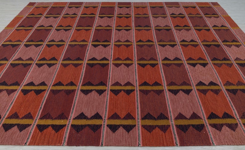 Red Terracota Premium Swedish Scandinavian Inspired High Quality Hand Woven Wool Rug, CUSTOMIZE in any size AD-9 image 3