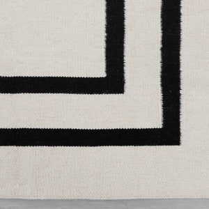 White & Black Stripes Moroccan Bohemian Decor Inspired Hand Woven Wool Cotton Boho Rug, Tn-38 image 5