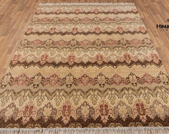 8x10 Rug Indian Handmade Ikat Design Wool Rug #2600 (250x300 cms.)