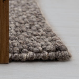 Chocolate Brown Grey Pebble Hand Woven High Quality Chunky Wool Felted Rug TN-80 image 6