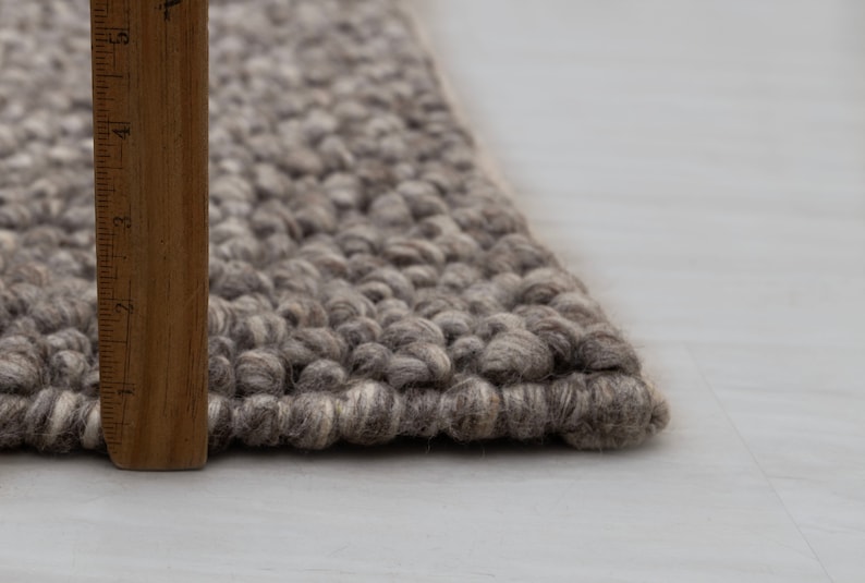 Chocolate Brown Grey Pebble Hand Woven High Quality Chunky Wool Felted Rug TN-80 image 6