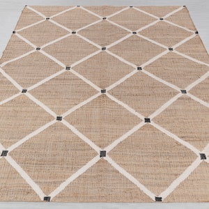 Natural Jute Ivory High Quality Hand Woven Premium Quality Boho Style Rug, Moroccan Nordic Scandinavian Decor Inspired- Tn-58