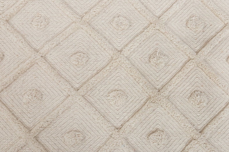 Ivory White Wool Boho Inspired Hand Woven Rug, Bohemian Moroccan Style ...