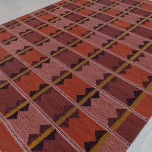 Red Terracota Premium Swedish Scandinavian Inspired High Quality Hand Woven Wool Rug, CUSTOMIZE in any size AD-9 image 2