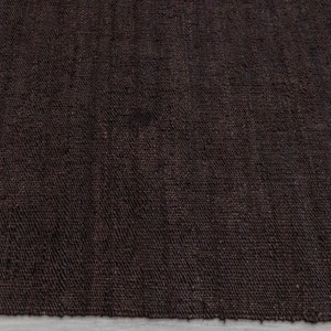 Solid Handwoven Premium Natural Jute Yarn Flatweave Rug, CUSTOMIZE in any size. Brown
