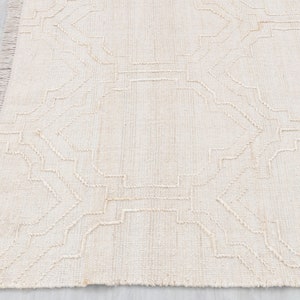 Bohemian White Jute  Flatweave Scandivian Rug Hand Woven Decor Inspired, Boho Scandinavian Decor- RD-7