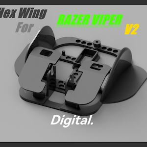 Digital: Razer Viper v2 mod, ultralätt 11,5 gram, litet fingertopps-musmod-kit, Hex Wing - fyra greppstilar