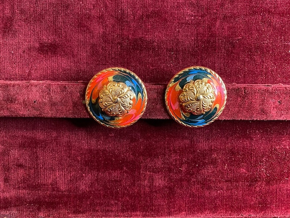 Fun Vintage Colorful Circle Swirl Earrings
