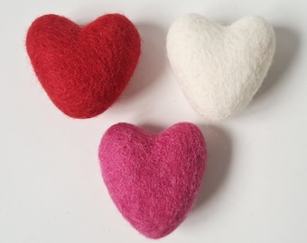 Add to garland- Large Pink, White or Red Felt wool Heart Valentines day- Tracked UK delivery available