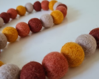 Boho Autumn Felt Ball Garland - Tracked UK delivery available Fuller & Spread out options available