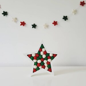 Red, Green and White Felt star Christmas garland available