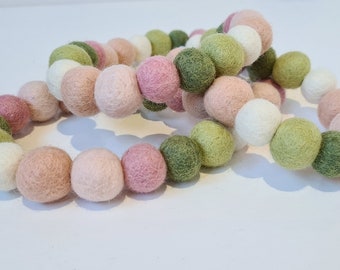 PLEASE READ Description- Bouquet Felt Ball Garland, Pink, Peach, Greens, Valentines- Tracked UK delivery Fuller & Spread out options