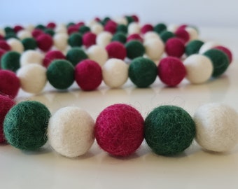 PLEASE READ Description-Darker Christmas Felt Ball Garland - Tracked UK delivery available - Fuller & Spread out options available