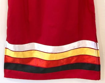 Native American Regalia Traditional RED Pow Wow STRAIGHT Style Ribbon Skirt