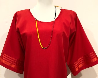 Native American Traditional Ladies Pow Wow RED on RED Ribbon Blouse©