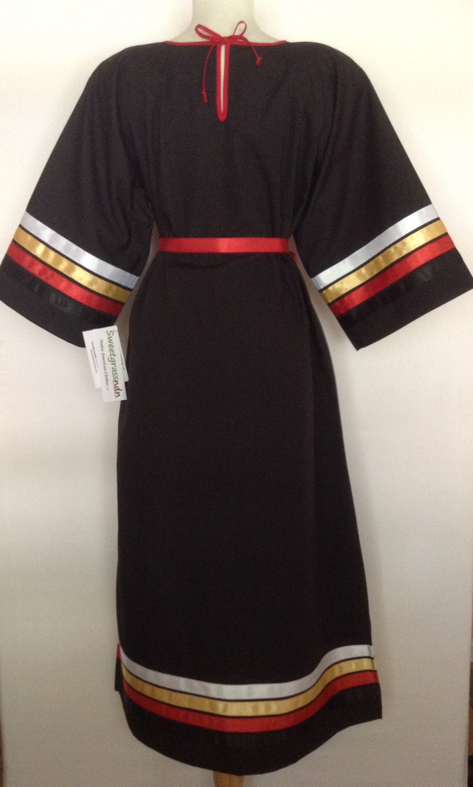 Native American Regalia Traditional Pow Wow Ladies BLACK Ribbon Dress ...