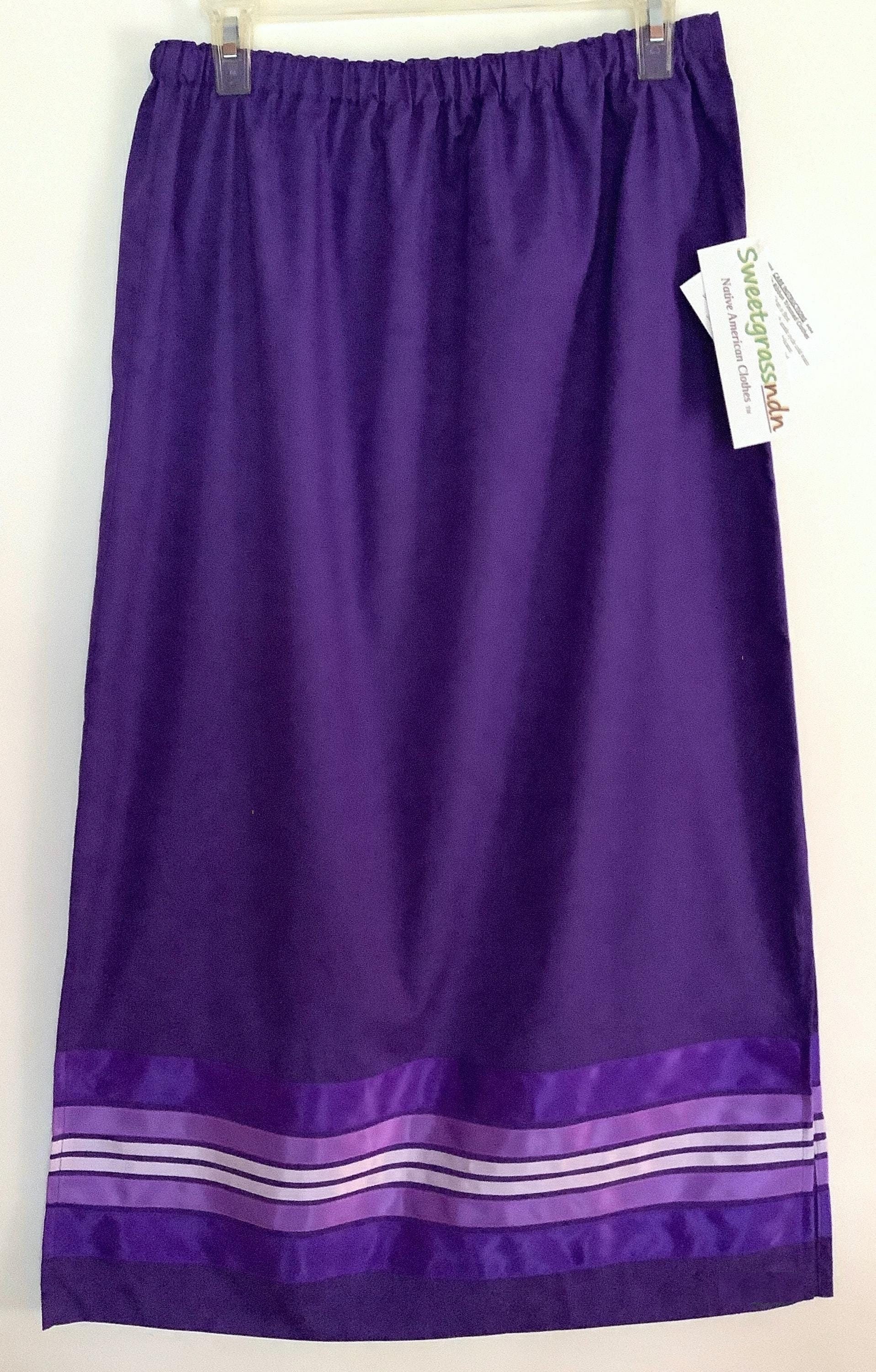 Native American Regalia Traditional Ladies PURPLE Pow Wow STRAIGHT Style  Ribbon Skirt Size L (14)