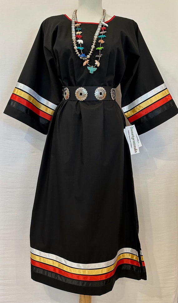 black dress with red ribbon Native American Regalia Traditional Pow Wow Ladies FOUR DIRECTIONS Ribbons Tango's Anita Black Sequin lace up dress Fashion kind gothic bridal gown Size:3XL (60)