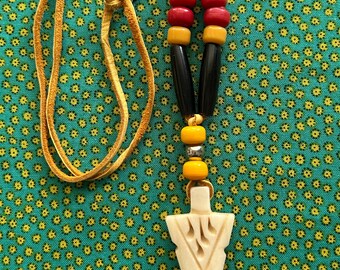 Native American Regalia Genuine Antiqued BONE ARROWHEAD  Necklace