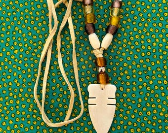 Native American Regalia Genuine BONE ARROWHEAD Necklace
