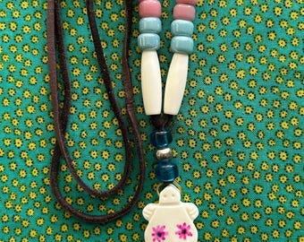 Native American Regalia Genuine BONE TURTLE Necklace