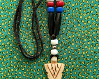Native American Regalia Genuine Antiqued BONE ARROWHEAD  Necklace