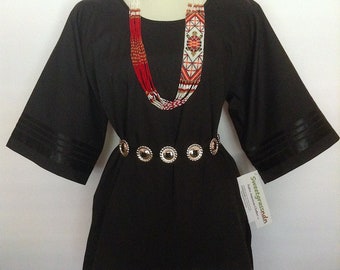 Native American Traditional Ladies Pow Wow BLACK on BLACK Ribbon Blouse©