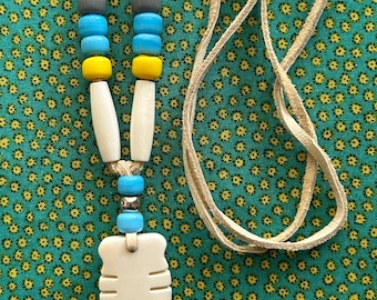 Native American Regalia Genuine BONE TURTLE Necklace