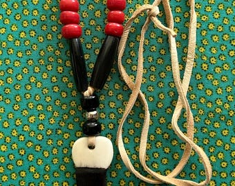 Native American Regalia Genuine Buffalo Horn BEAR CLAW Necklace