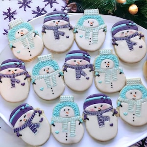 12 snowmen cookies | boy and girl | winter cookies | Christmas cookies | sugar cookies | baby it’s cold outside | decorated cookies
