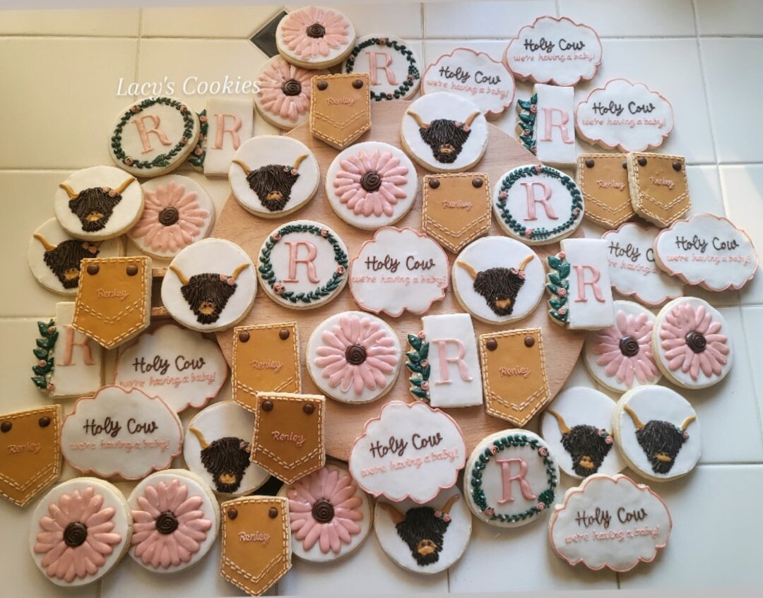 12 Baby Shower Cookies, Holy Cow We're Having a Baby, Holy Cow I'm One ...