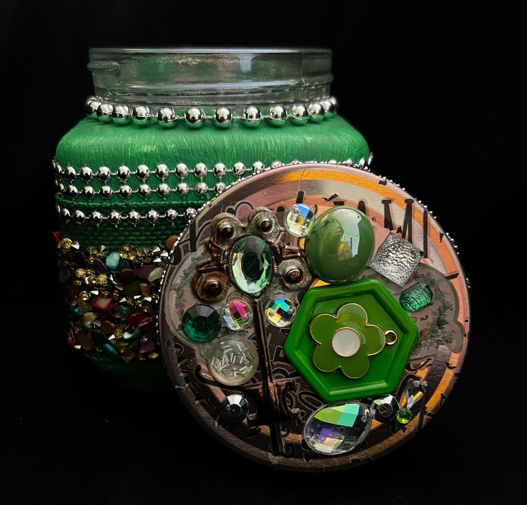 Beautiful Handdecorated Jar With Lid Etsy