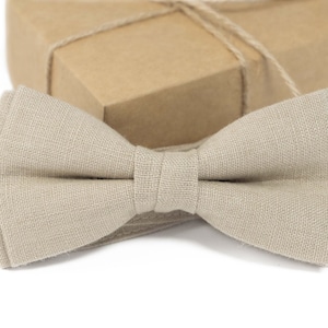 Beige bow tie for weddings | Beige bow tie or necktie for boys or adults ! 100% linen bow ties