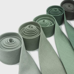 Sage Green Linen Tie & Pocket Square – Dusty/Light/Dark Sage, Eucalyptus – Groom and Groomsmen Wedding Necktie, Boys Sizes, Handmade